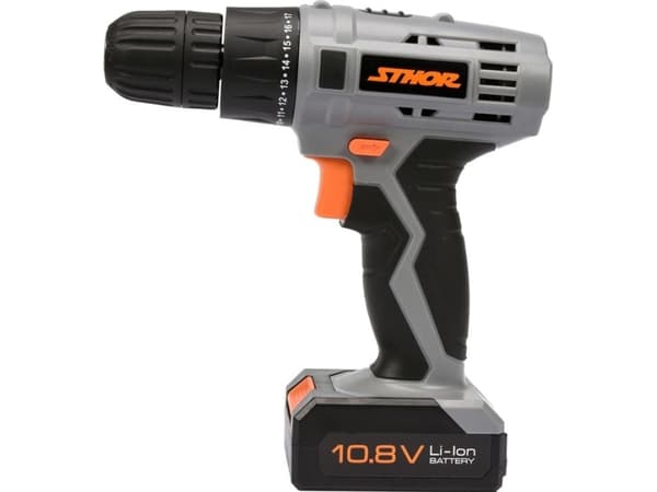 STHOR DRILL / DRIVER 10,8V 1 x 1,3Ah Li-Ion 1 HASTIGHET, 700 o/min, 10 mm 78981