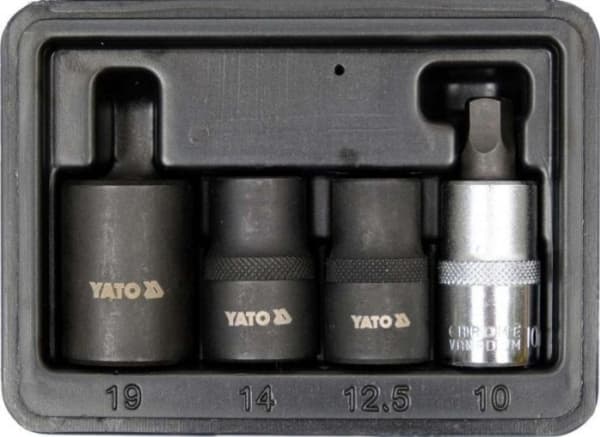 Yato YT-06806, Pistorasiasarja, 1/2", Metrinen, 4 pää(t), 10,12,14,19 mm, Kromivanadiini-teräs