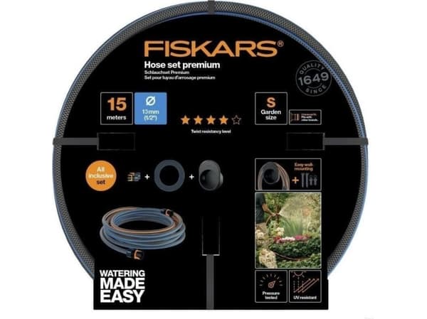 FISKARS slang 1/2" 15m - Q4 + väggfäste