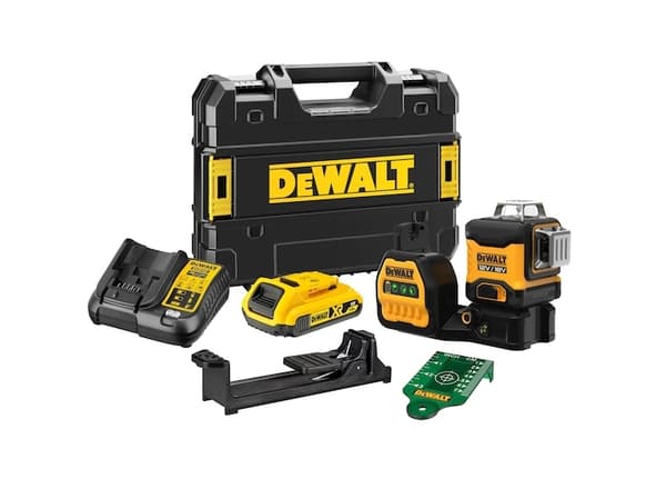 Akkukäyttöinen monilinjalaser 3x360° DCE089D1G18-QW, 18Volt, ristiviivalaser, ristiviivalaser