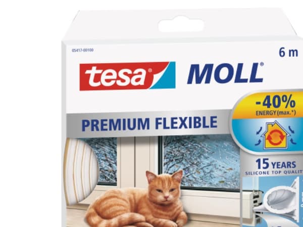 TESA 05417-00100-01, Vindu, Ramme-løs, Over vinduet, Hvit, Stoff, Silikon, 9 mm