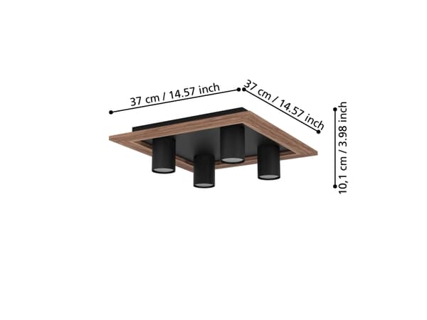 EGLO VALCASOTTO 1 LOFT 4L GU10 SORT/TRÆ FSC