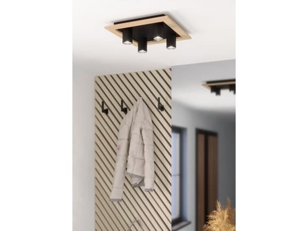 EGLO VALCASOTTO 1 LOFT 4L GU10 SORT/TRÆ FSC