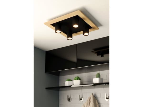 EGLO VALCASOTTO 1 LOFT 4L GU10 SORT/TRÆ FSC