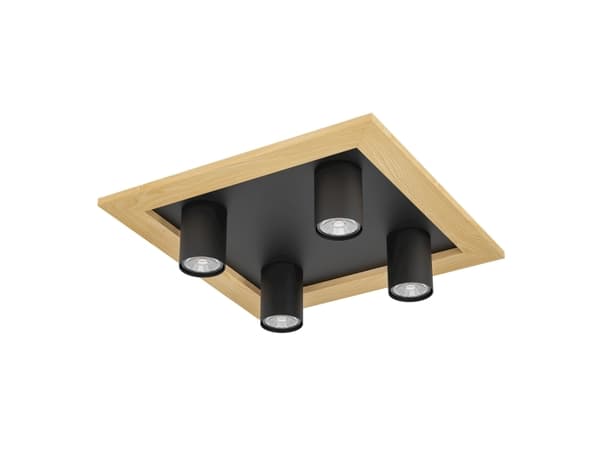 EGLO VALCASOTTO 1 LOFT 4L GU10 SORT/TRÆ FSC