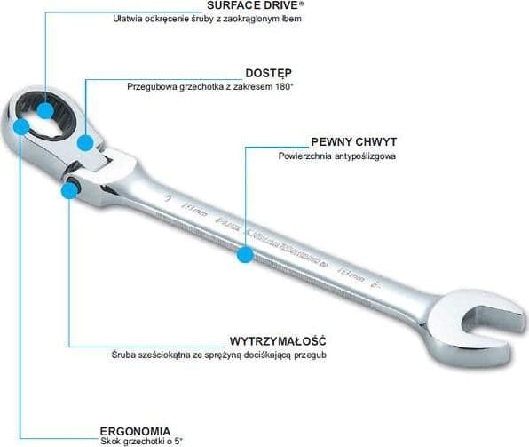 SATA 10mm LOCK-avain räikkäyhdistelmällä varustettuna