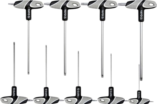 Yato YT-05615, L-torxavainsetti, T10, T15, T20, T25, T27, T30, T40, T45, T50, Harmaa, Hopea, Terästä, Polypropeeni (PP), Termoplastinen kumi (TPR), 2