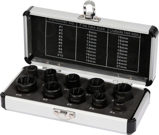 Yato YT-06031, Skrueuttrekkersett, Kull stål, Sort, 9,5 mm, 9 mm, 10 mm, 11 mm, 12 mm, 13 mm, 14 mm, 15 mm, 16 mm, 17 mm, 19 mm, Sort