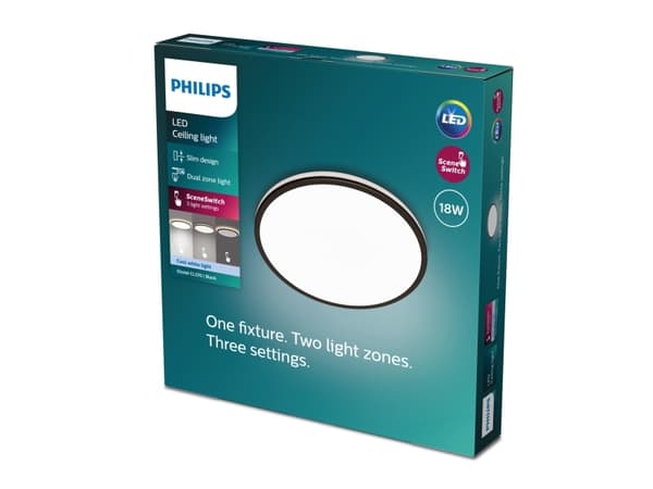 Philips Toiminnollinen Kattovalaisin, LED, Ei vaihdettavissa oleva hehkulamppu, 4000 K, 2000 lm, IP20, Musta