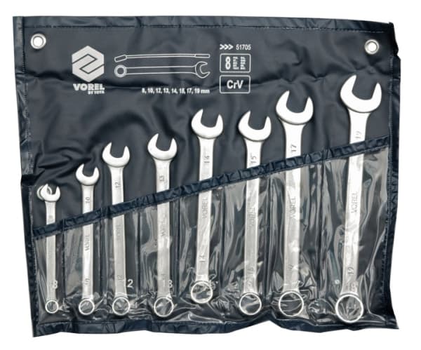 VOREL 8-POINT (8-19mm) Krom-Vanadium SATIN FASTNÖGLAR I FACK 51705