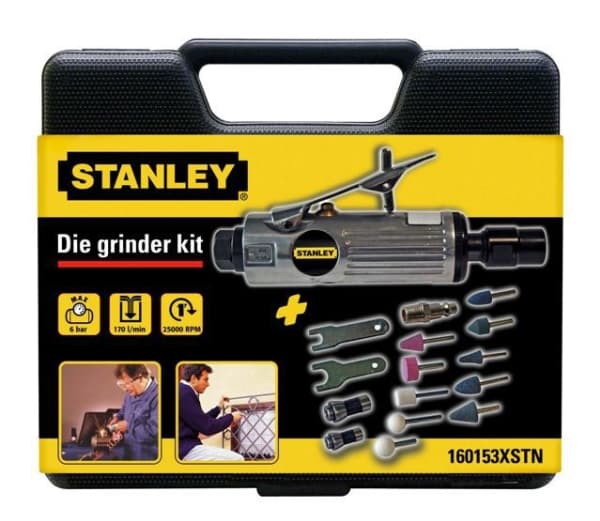 Stanley 160153XSTN, Rettsliper, Sort, Sølv, 25000 RPM, 170 l/min, 6.35 (1/4"), 6 stang
