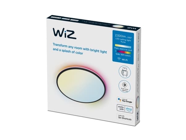 WiZ Rune Ceiling 21 W, Älykattovalo, Musta, LED, Ei vaihdettavissa oleva hehkulamppu, 2700 K, 6500 K