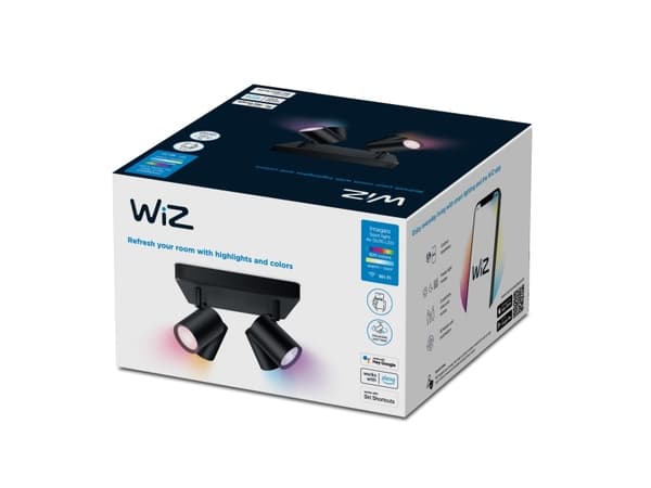 WiZ IMAGEO - Takspotlight - LED-pære for søkelys x 4 - GU10 - total: 19.6 W - klasse G - 16 millioner farger / varm til kjølig hvitt lys - 2200-6500