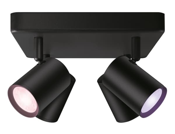 WiZ IMAGEO - Takspotlight - LED-pære for søkelys x 4 - GU10 - total: 19.6 W - klasse G - 16 millioner farger / varm til kjølig hvitt lys - 2200-6500
