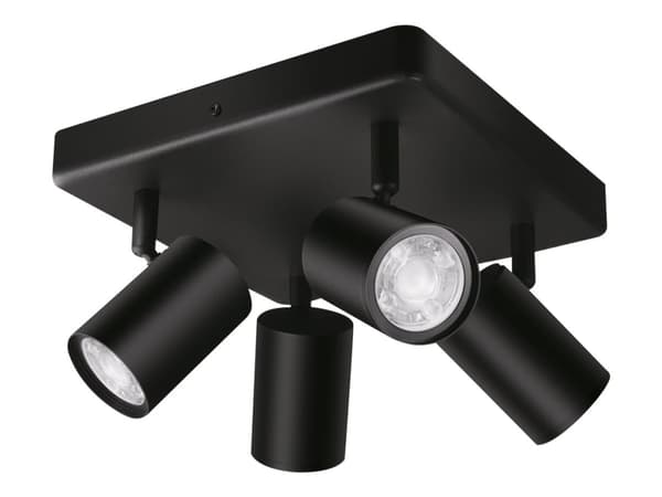 WiZ IMAGEO - Takspotlight - LED-pære for søkelys x 4 - GU10 - total: 19.6 W - klasse G - 16 millioner farger / varm til kjølig hvitt lys - 2200-6500