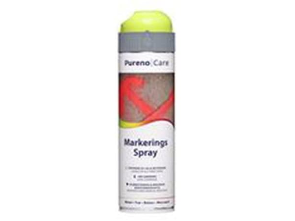 Pureno merkintäsuihke 500ml - Keltainen on tarkoitettu teiden, rakennusten, tunneleiden jne. merkitsemiseen.