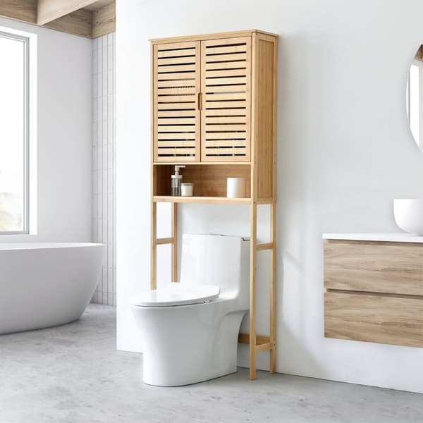 Badrumshylla Geta 170x66x23 cm bambu [en.casa]