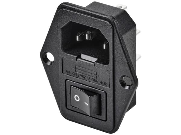 TRU COMPONENTS TC-10088400 IEC-kontakt Uttag, infällt vertikalt 10 A Svart 1 st