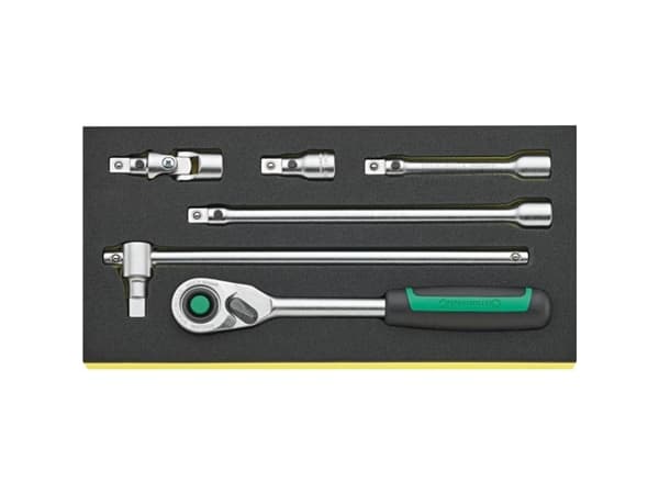 STAHLWILLE TCS 1/2 ZOLL-512/6 QR, Pipenøkkelsett, 6 stykker, Sort, Grønn, Sølv, 175 mm, 350 mm, 35 mm