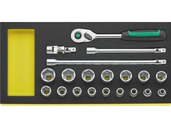 STAHLWILLE TCS 3/8 ZOLL 456/16/4 MF QR, Pipenøkkelsett, 20 stykker, Sort, Grønn, Sølv, 1,12 kg, 350 mm, 175 mm