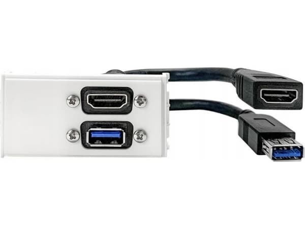 VivoLink - Utloppspanel - väggmontering - HDMI, USB 3.0 Type A - vit