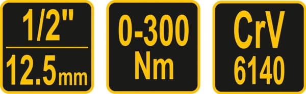 Vorel Dynamometrisk skiftnyckel 1/2" 0-300Nm (T57451)