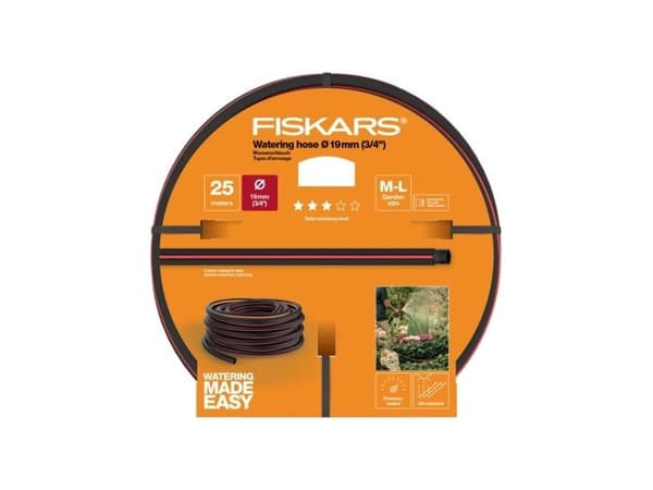 Fiskars 1027100, 25 m, Maanpinnan yläpuolella, Musta, Oranssi, 1,9 cm, 3/4, Suomi