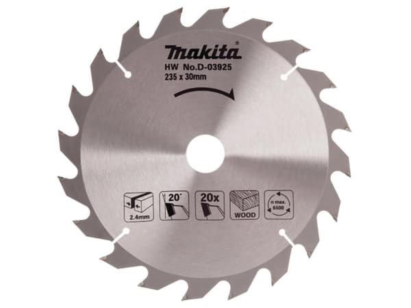 Makita D-03925 T.C.T. saha 235X2.4X30mm 20° T20 Standard puulle