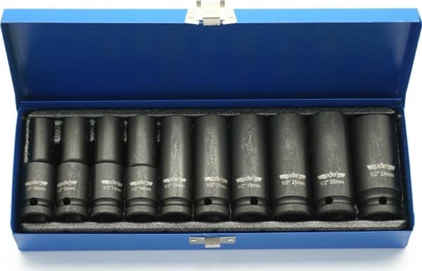 ADLER LONG SOCKET SET 1/2" 10pcs. METAL CASE