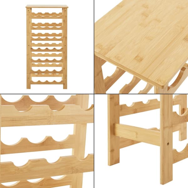 Vinställ Äänekoski i bambu för 28 flaskor 94x47x29 cm vinhållare [en.casa]