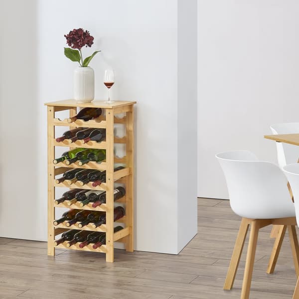 Vinställ Äänekoski i bambu för 28 flaskor 94x47x29 cm vinhållare [en.casa]