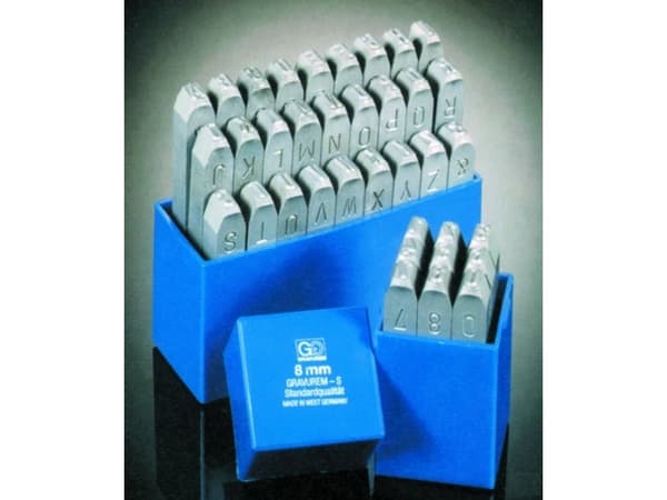 Sats med sifferpräglingsstämplar (0-9) 6 mm i plastfodral (standard)