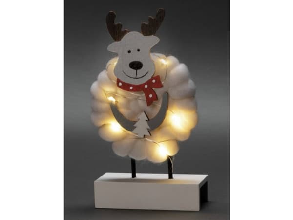 Konstsmide Wood/Cotton Moose, Koristevalohahmo, Valkoinen, Puuvilla, Puu, Universaali, IP20, 6 h