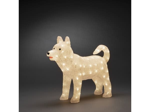 Konstsmide Dog Husky, Koristevalohahmo, Valkoinen, Muovi, Universaali, IP44, 88 lamppua