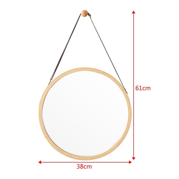Väggspegel Bykle Ø38 cm bambu [en.casa]