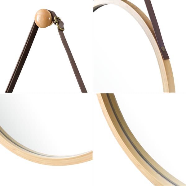 Väggspegel Bykle Ø38 cm bambu [en.casa]