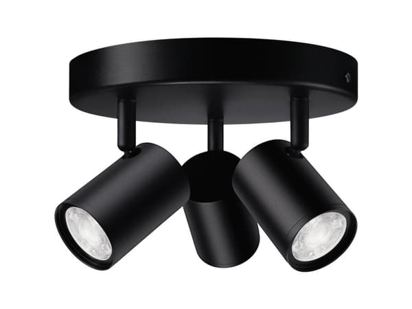 WiZ IMAGEO 3x justerbar spotlight rund plate, Smartlyspunkt, Sort, LED, Metall, 2200 K, 6500 K