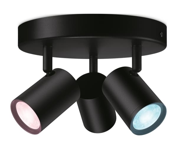 WiZ IMAGEO 3x justerbar spotlight rund plate, Smartlyspunkt, Sort, LED, Metall, 2200 K, 6500 K