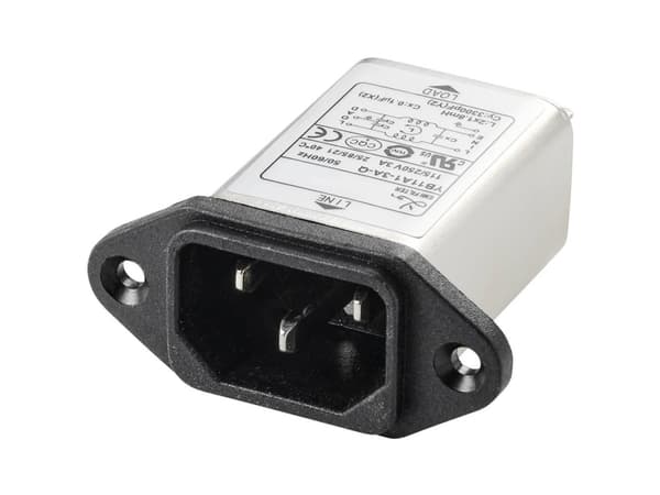 TRU COMPONENTS TC-10101444 Strømfilter med IEC-tilslutning 250 V/AC 3 A 1.8 mH 1 stk 1 stk