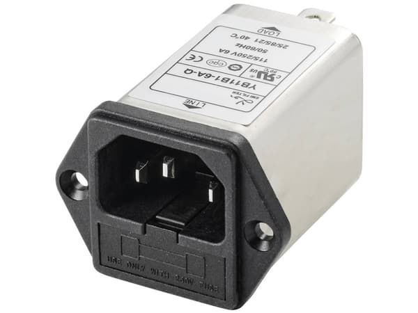 TRU COMPONENTS TC-10101432 Strømfilter med IEC-tilslutning 250 V/AC 6 A 0,8 mH (L x B x K) 54,3 x 44 x 31,3 mm 1 stk 1 stk