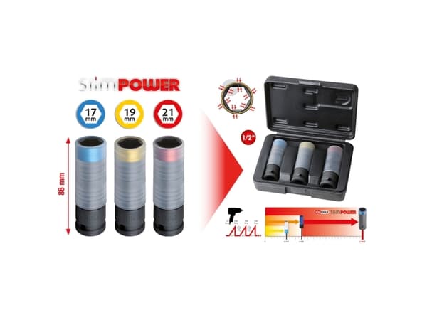 KS Tools 515.0990, Avainsarja, 1/2", 3 päätä, kromimolybdeeniteräs, ISO 1174, DIN 3121, 791 g