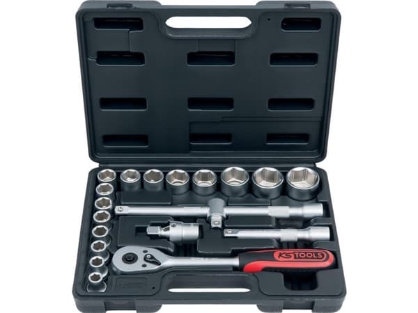 KS Tools 911.0620, Støpselsett, 1/2", 20 hoder, Kromvanadiumstål, 3,3 kg