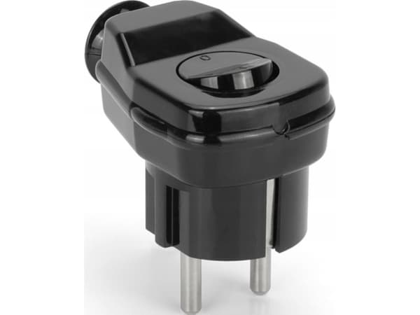 Montis Kulmallinen irrotettava pistoke Uni-Schuko 2p+Z kytkimellä; WT-16U/LK MUSTA MT094-C