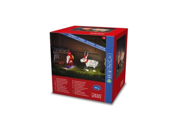 Konstsmide Acrylic Santa&Reindeer, Ljusdekoration, figur, Blå, Röd, Vit, Gul, Plast, 40 lamp(or), LED, 3,6 W
