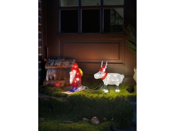Konstsmide Acrylic Santa&Reindeer, Ljusdekoration, figur, Blå, Röd, Vit, Gul, Plast, 40 lamp(or), LED, 3,6 W