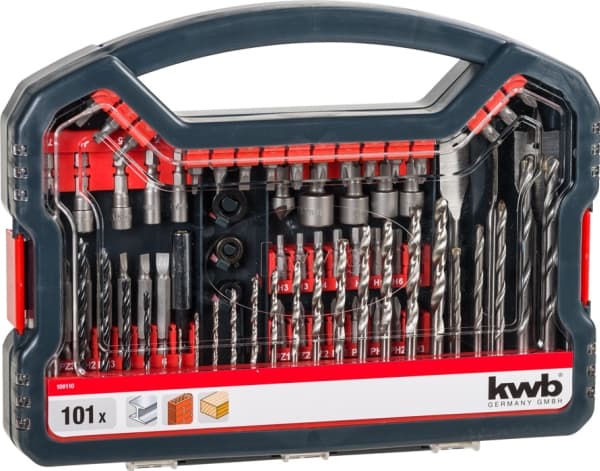 kwb 109110, Drill, Drill Sett, Murstein, Metall, Tre, Box, 101, 55, Cross, Flat