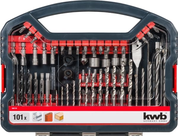 kwb 109110, Drill, Drill Sett, Murstein, Metall, Tre, Box, 101, 55, Cross, Flat