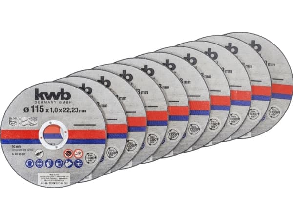 kwb Thin Cutting Disc Set, levyleikkuri, Tasainen keskiosa, Pelti, Terästä, Mikä tahansa tuotemerkki, 11,5 cm, Ruostumaton teräs