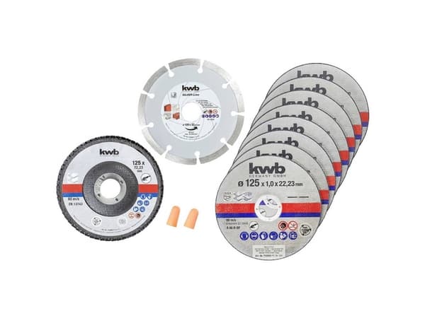 kwb Cutting Disc Starter Set, Klippskiva, Platt i mitten, Tegel, Marmor, Metallplåt, Stål, Sten, Varje varumärke, 12,5 cm, Rostfritt stål