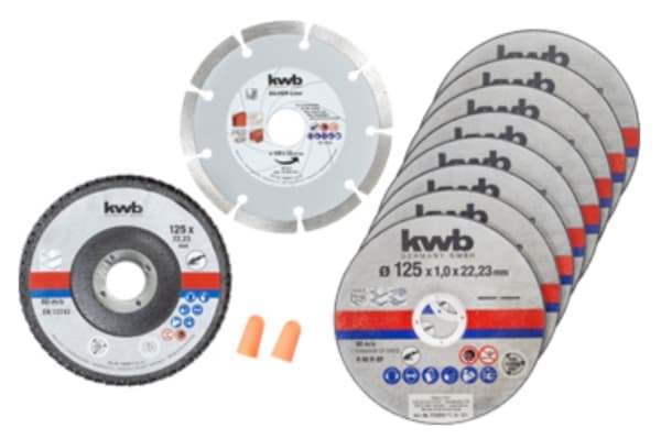 kwb Cutting Disc Starter Set, Klippskiva, Platt i mitten, Tegel, Marmor, Metallplåt, Stål, Sten, Varje varumärke, 12,5 cm, Rostfritt stål